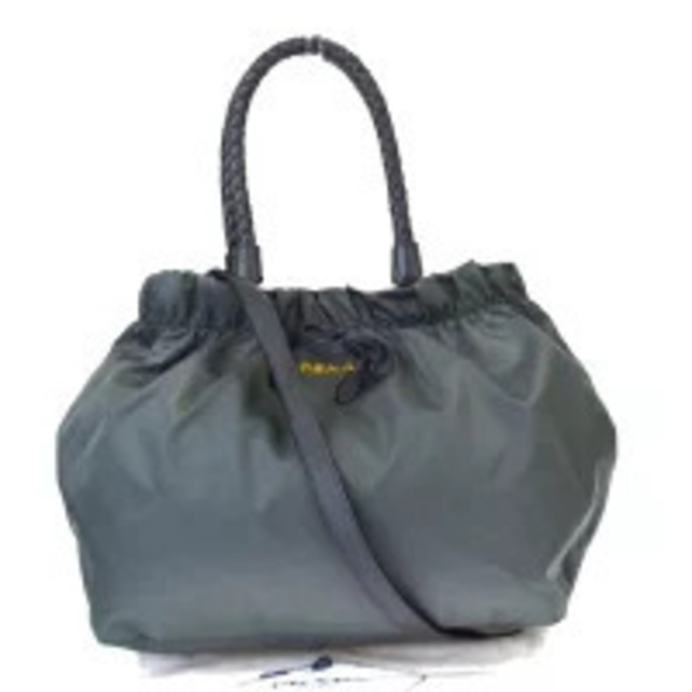 Prada Handbag Shoulder Bag Gray Leather